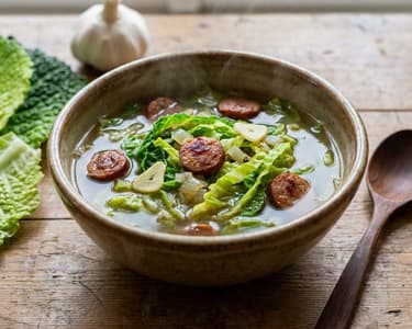 Cabbage soup with smoked sausage