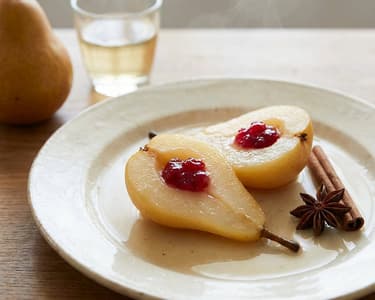 Pear cooked in wine