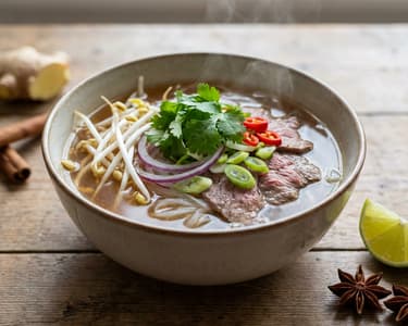 Phở bò – soup with beef and rice noodles