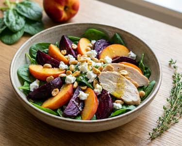Chicken salad with beetroot and nectarine