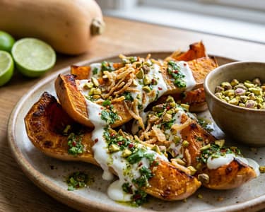 Roasted pumpkin with pistachios