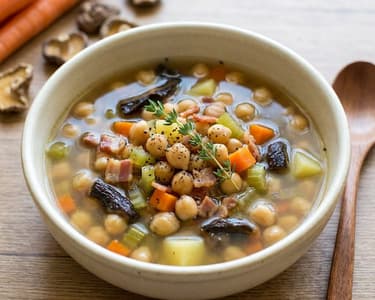 Chickpea Soup with Dried Mushrooms