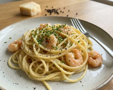 Spaghetti with Pecorino and Shrimp