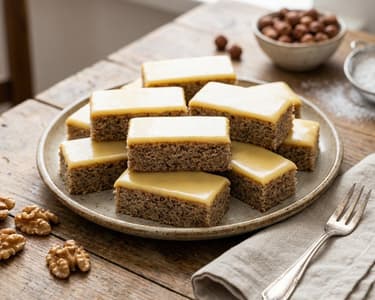 Walnut slices with egg yolk glaze