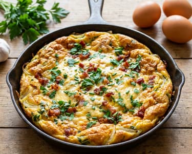Bylinková frittata se slaninou