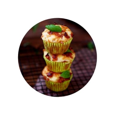 Muffiny s goudou a šalotkovo - šunkovou drobenkou