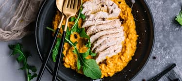 Dýňové risotto s pečeným česnekem a ricottou