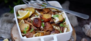 Citronové brambory zapečené s hlívou a camembertem