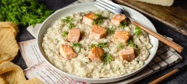 Risotto s lososem a koprem