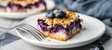 Strouhaný koláč s borůvkami a tvarohem