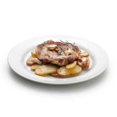 Pečená vepřová krkovice s bramborami, česnekem a rozmarýnem