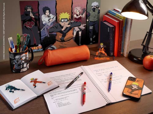 PILOT x NARUTO - Set da 3 penne FriXion Clicker + 1 set da 6 ricariche - Penne cancellabili - Naruto Shipudden Limited Edition - Penne roller ricaricabili - Nero, Blu, Rosso - Punta media