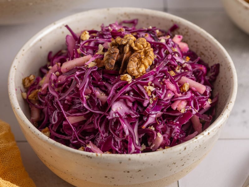 Salad with Red Cabbage, Apples, and Horseradish