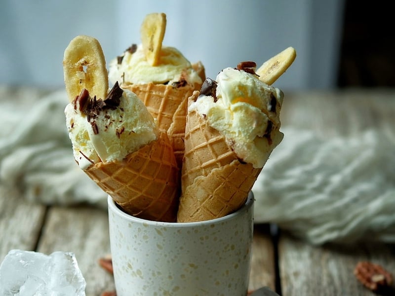Banana ice cream with tahini and salt