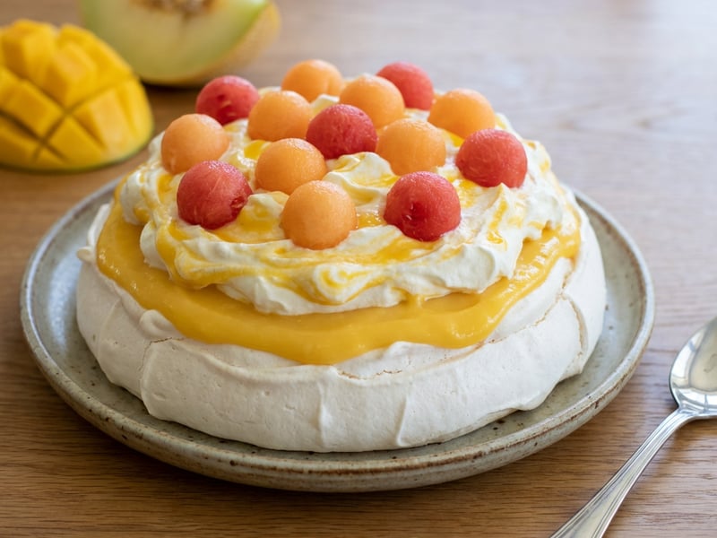 Pavlova s krémem z manga a šlehačkou