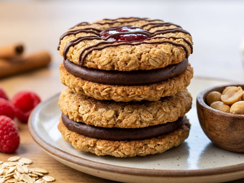 Sandwiched Oatmeal Cookies with Peanut Butter