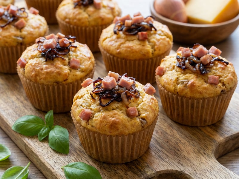 Muffins with Gouda and Shallot-Ham Crumble