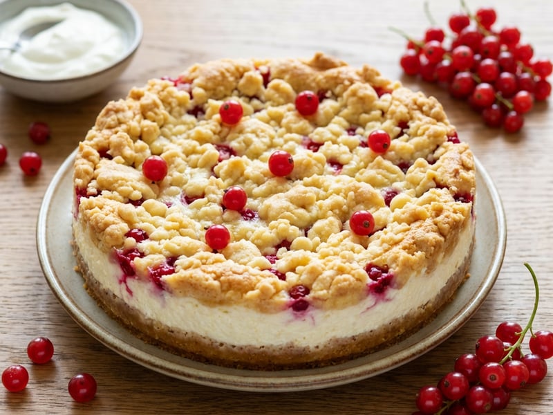 Crumble Cake with Quark and Currants
