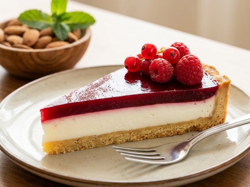 Crispy tart with quark cream and fruit jelly
