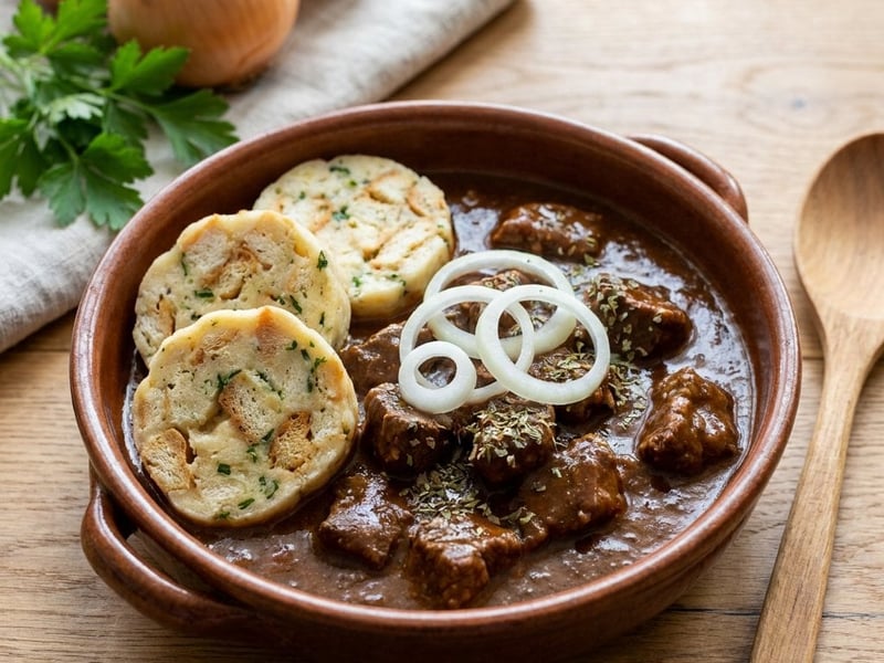 Beef Goulash with Carlsbad Dumplings