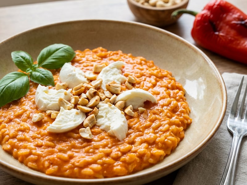 Risotto z pečených paprik s mozzarelou