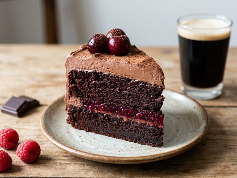 Chocolate Cake with Beer and Choco-Curd Cream