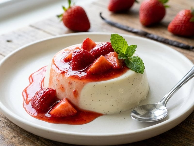 Panna cotta s jahodami