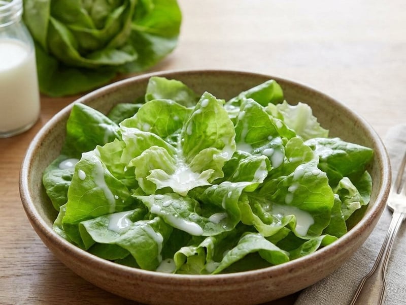 Lettuce salad with milk dressing