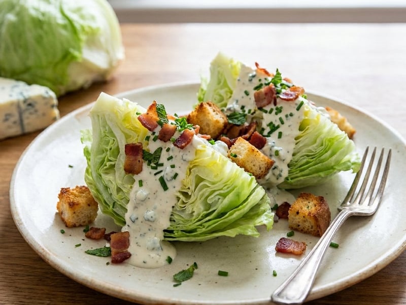 Iceberg lettuce with blue cheese dressing