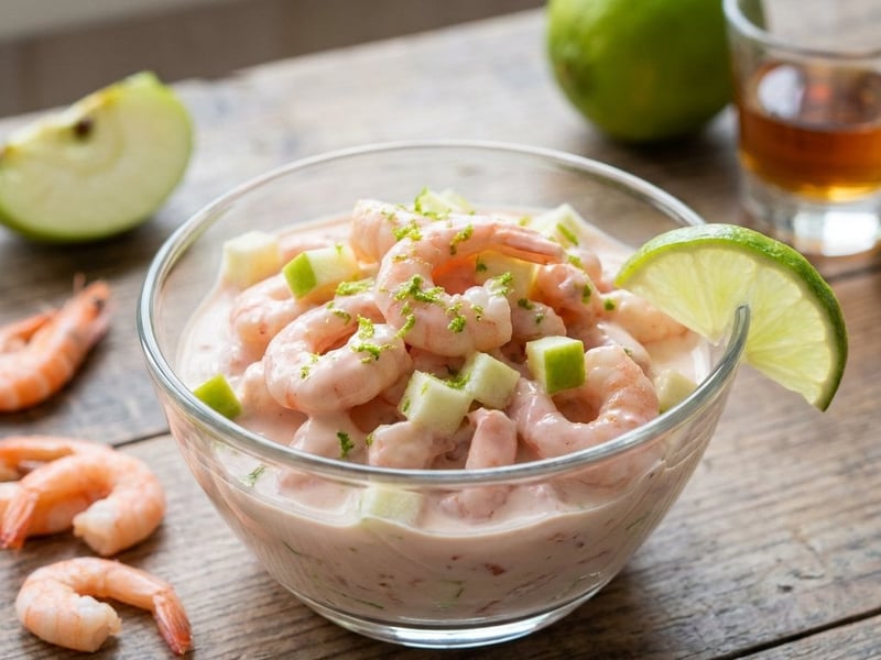 Shrimp cocktail with apples and lime