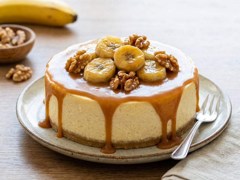 Banánový cheesecake se soleným karamelem