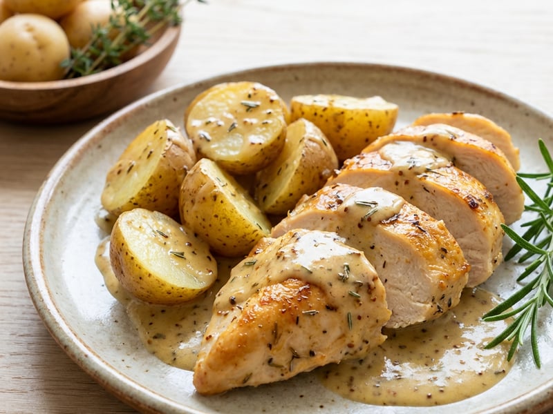 Chicken with Potatoes and Cream Sauce