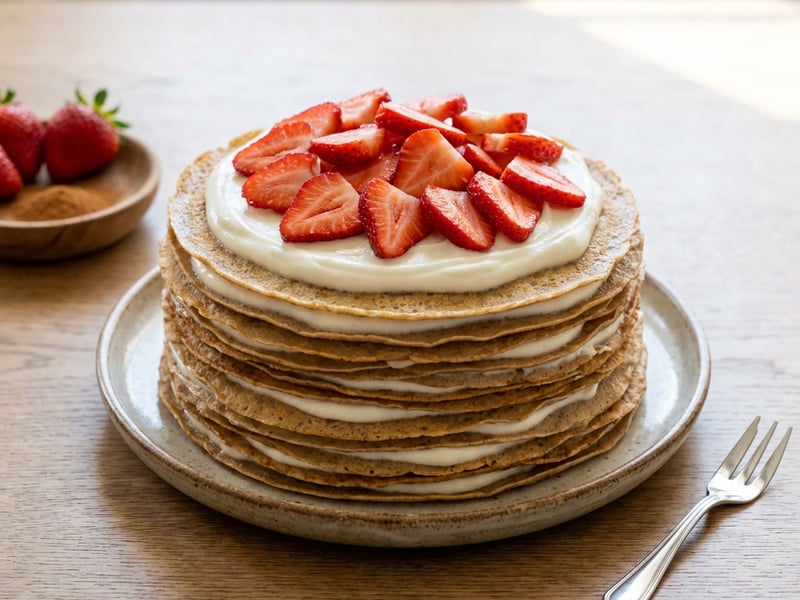 Pancake Cake with Strawberries