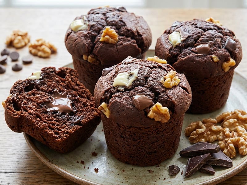 Čokoládové muffiny s ořechy