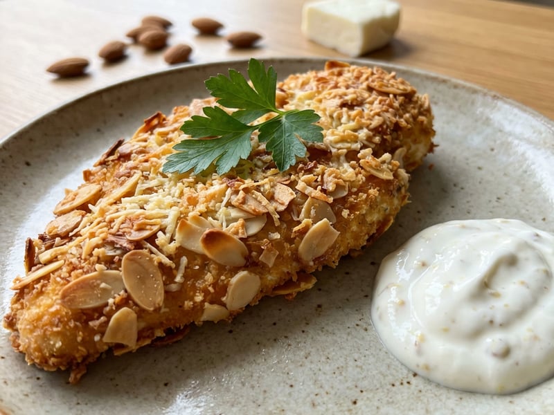 Kuřecí řízek v mandlích a halloumi