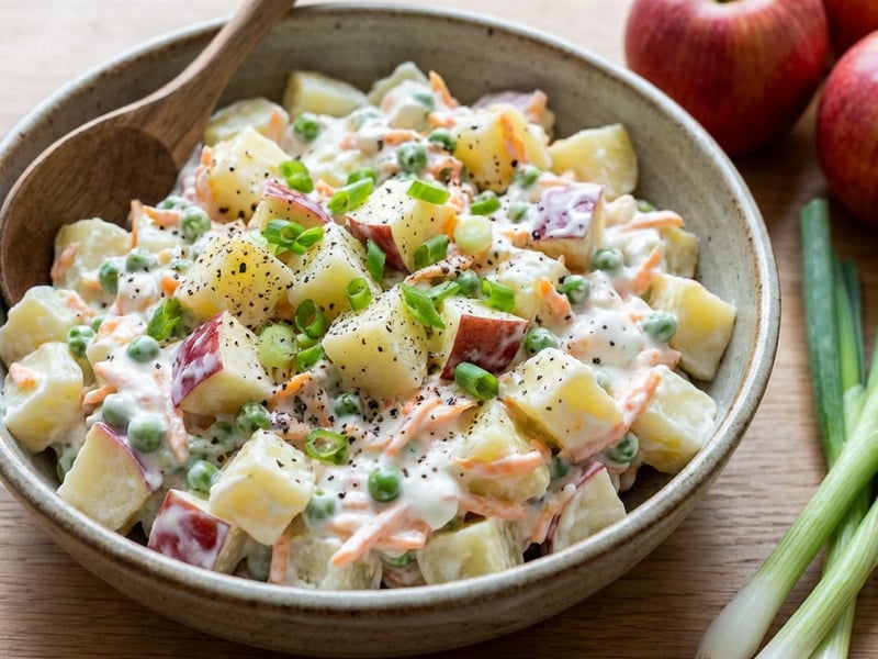 Potato salad with yogurt and apples