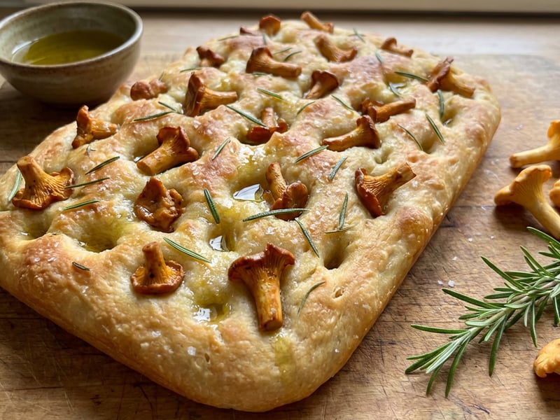 Focaccia with Chanterelles and Rosemary