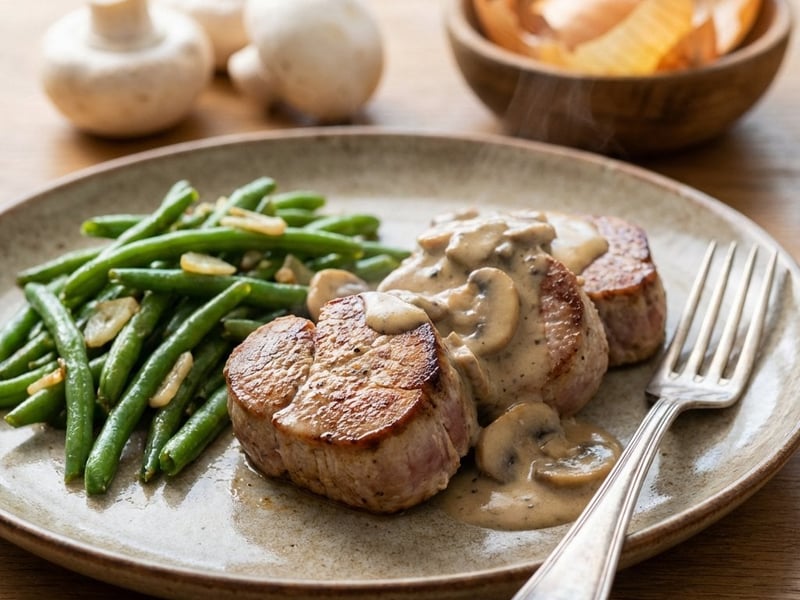 Pork tenderloin with mushrooms
