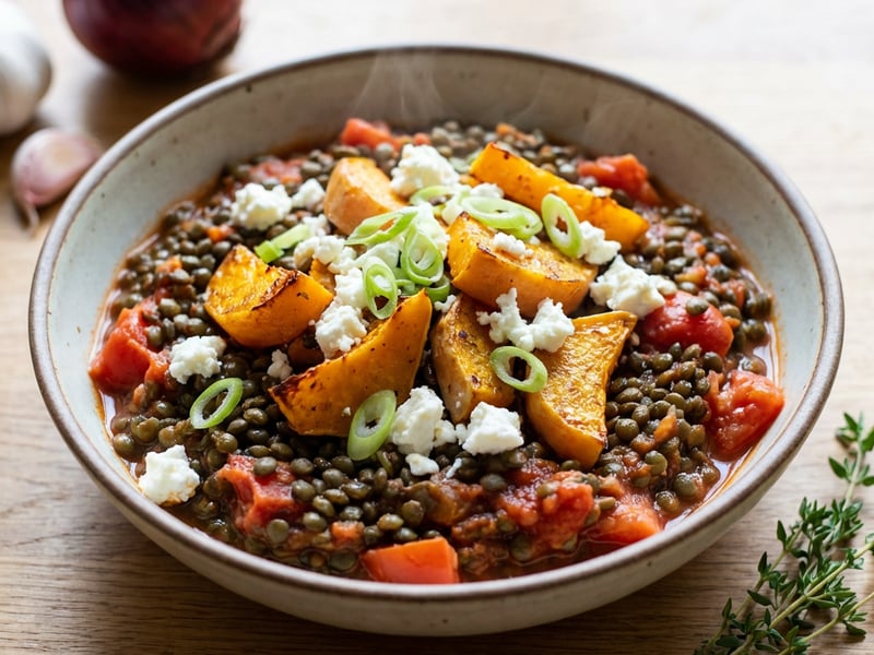 Warm Lentil Salad with Roasted Pumpkin
