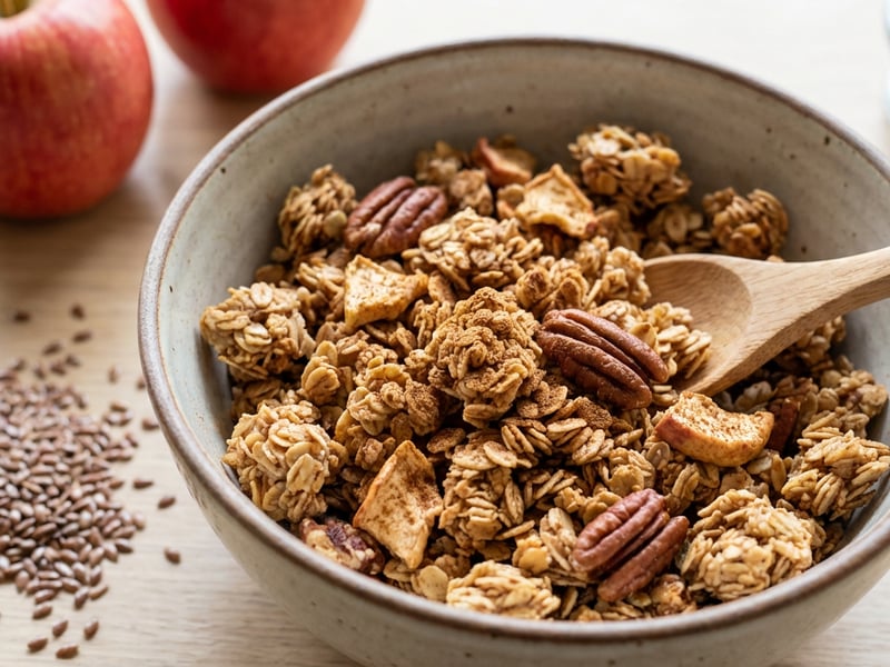 Jablečná granola s ořechy a skořicí