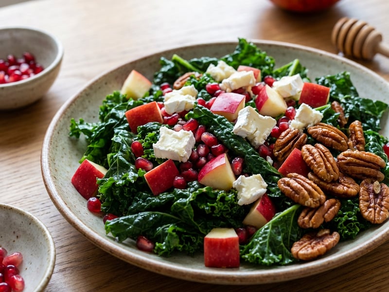 Kale Salad with Pecan Nuts and Goat Cheese