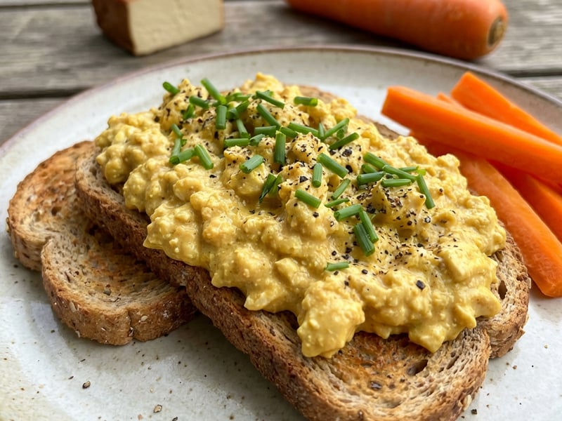 Krémová tofu „vajíčka“ na chlebu