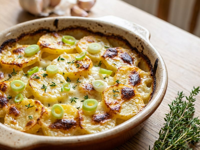 Gratinated potatoes with sheep cheese