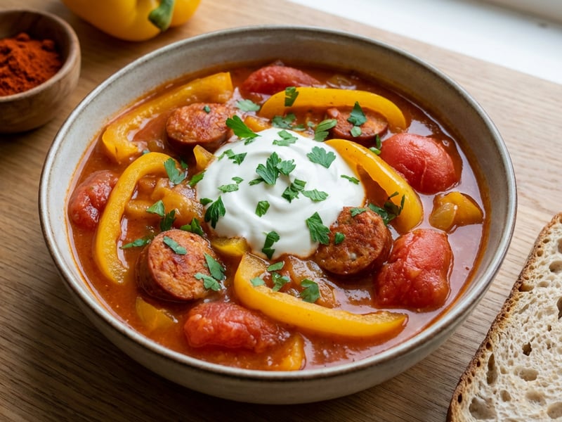 Hungarian Lecsó with Sour Cream