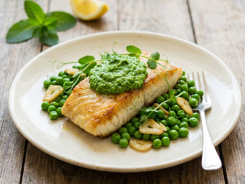 Halibut with Pea Pesto