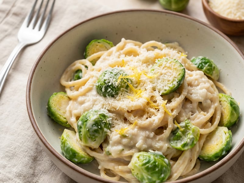 Pasta with Brussels Sprouts and Cream Sauce