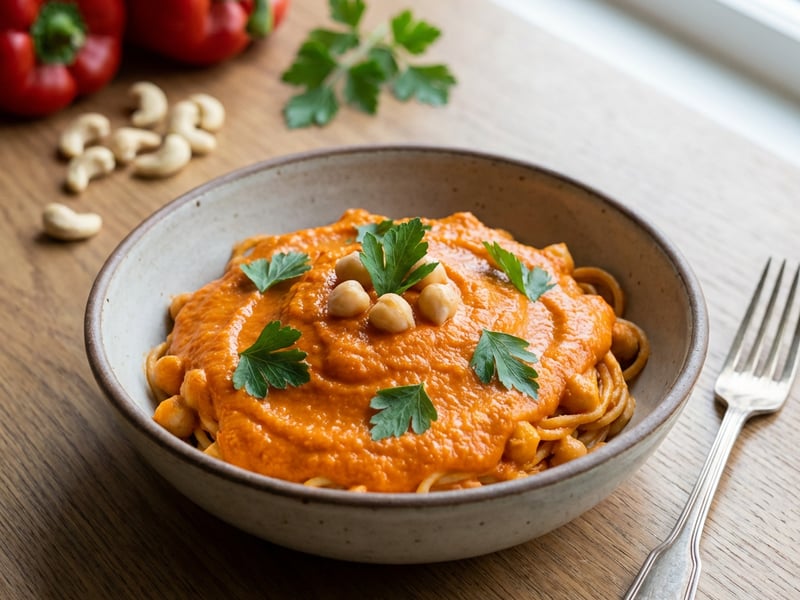 Vegan Chickpea Pasta with Bell Pepper Sauce
