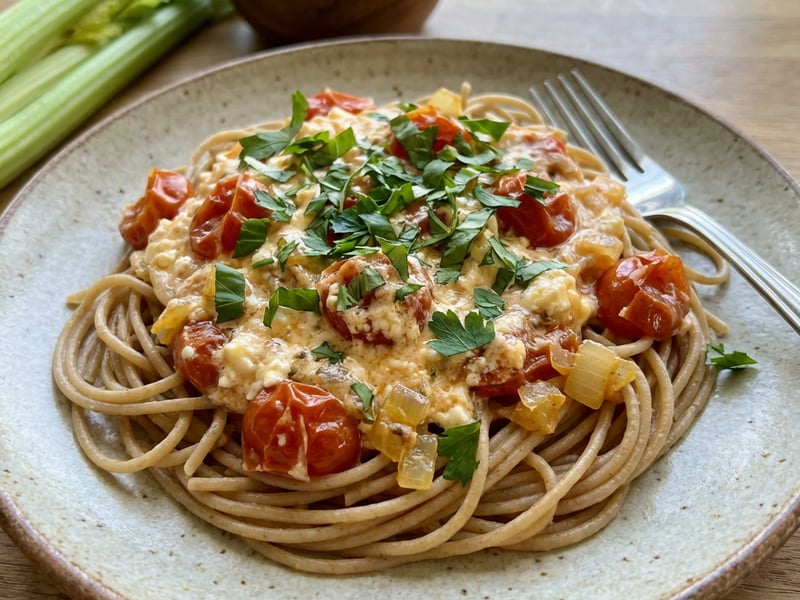 Spaghetti with Feta Cheese Sauce