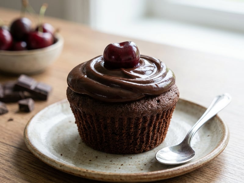 Simple Chocolate Cupcakes with Cherries