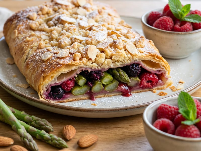 Asparagus Strudel with Forest Fruit